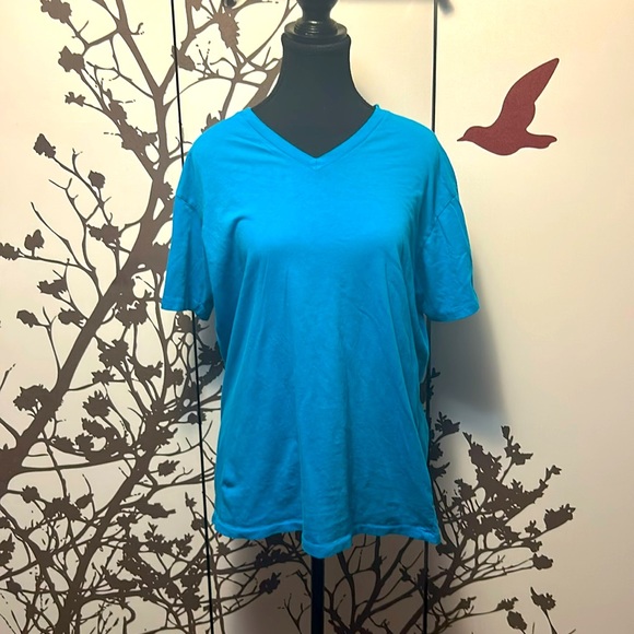 GAP Men’s Size Medium Blue Plain V-Neck T-Shrit 20$ - Picture 2 of 5
